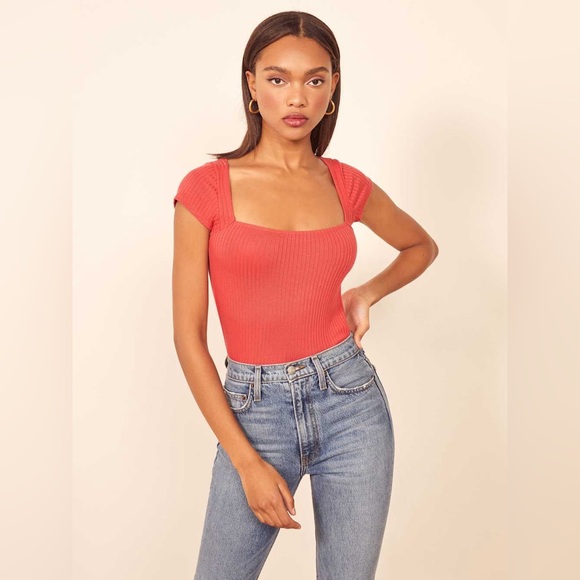 Reformation Jeans Bardot Ribbed Knit Top - Picture 2 of 5